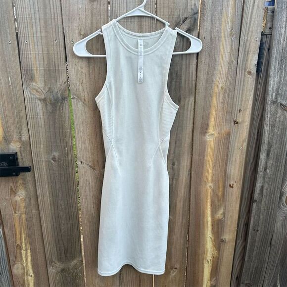 Lululemon Women's Beige Racerback Ribbed Dress Size 2 Summer Casual - Picture 1 of 5